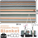 Waterproof Picnic Blanket 80" x 80" in Portable with Carry Strap for Beach Mat or Family Outdoor Camping Party, Park Blanket for Grass Park Hiking Travel Concerts (Dark Green&White&Orange, 80" x 80") by TinyTreasures Baby Boutique