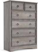 LGHM Modern 6 Drawer Dresser, Dressers for Bedroom, 44.33" Tall Chest of Drawers Closet Organizers & Storage Clothes - Easy Pull Handle, Textured Borders Living Room, Hallway, Gray by TinyTreasures Baby Boutique