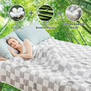 EMME Checkered Throw Blanket Cotton for Couch Soft Muslin Blankets 50"x60" Lightweight Breathable Cooling Soft All Season Gauze, Light Grey by CozyNest Decor