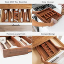 Adjustable Kitchen Drawer Organizer for Utensils and Junk, Food-Safe Contract Grade with 100% Sustainable Wood, Non-Slip, Expandable from 16" to 28" Wide - Natural Acacia by CozyNest Decor