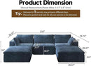 118" U Shaped Modern Sofa Modular Sectional Cloud Couch with 2 Ottoman,Upholstered Couches with Plush Corduroy Fabric for Living Room Furniture,Bedroom and Apartment,No Assembly Required,Blue by CozyNest Decor