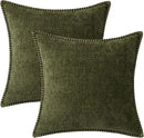 MIULEE Pack of 2 Couch Throw Pillow Covers 24x24 Inch Olive Green Farmhouse Decorative Pillow Covers with Stitched Edge Soft Chenille Solid Dyed Spring Pillow Covers for Sofa Bed Living Room by CozyNest Decor