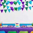Blue Green Purple Party Decorations Metallic Fabric Triangle Pennant Banner Flag Bunting for Men Boys Video Game Theme Birthday Graduations Retirement Wedding Bachelor Baby Shower Party Supplies by GreenHaven Gardens