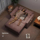 3 in 1 Convertible Sleeper Sofa Bed, Pull Out Couch Bed with Adjustable Backrest, Chenille Loveseat Couches with Side Pocket for Living Room, Bedroom (Pink) by CozyNest Decor