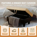 Ottoman Rectangular Storage Ottoman Bench, Flannel Footrest Stool Footstool with Lid for Living Room, Bedroom, Entryway, Champagne&Black, 35"x23.5"x17.5"