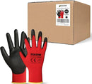 DULFINE Safety Work Gloves PU Coated-60 Pairs,Red Seamless Knit Glove with Polyurethane Coated Smooth Grip on Palm & Fingers, for Men and Women, Ideal for General Duty Work (Extra Large) by GreenHaven Gardens