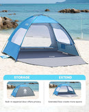 OutdoorMaster Beach Tent for 3/4 Person - Easy Setup Sun Shade Shelter, Portable Beach Shade Sun Canopy with UPF 50+ UV Protection, Removable Skylight Family Size by TinyTreasures Baby Boutique