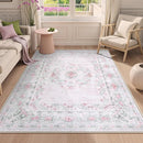 Wonnitar Floral Bow Pink Rug for Bedroom, Washable 5x7 Area Rug for Girls Nursery, Ultra-Thin Non Slip Soft Boho Carpet for Kids Room Dorm Living Room, Light Pink by TinyTreasures Baby Boutique