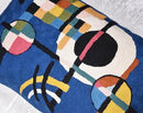 Lumbar Kandinsky Blue Modern Pillow Cover - Counterweights Mid-Century Chair Cushions Blues Abstract Pillowcase Contemporary Sofa Pillowsham Handembroidered Wool Size 14x20 by CozyNest Decor