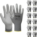 DULFINE Safety Work Gloves PU Coated-12 Pairs,Grey Seamless Knit Glove with Polyurethane Coated Smooth Grip on Palm & Fingers, for Men and Women, Ideal for General Duty Work (Large) by GreenHaven Gardens
