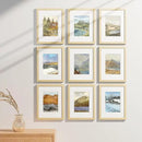 Vittanly 9x12 Picture Frames Set of 9, Shatter Resistant Plexiglass, Display 6x8 Pictures with Mat or 9x12 without Mat, Photo Frames for Wall or Tabletop, Engineered Wood, OAK by CozyNest Decor