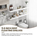 55 Inch Floating Shelves, 12 Inch Deep Floating Shelves for Wall, Floating Shelf with Invisible Brackets, 55 Inch Wide x 12 Inch Deep Wall Shelves for Bathroom, Bedroom, Living Room,1 Pack,White by CozyNest Decor