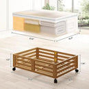 Under Bed Storage Containers With Wheels - 2 Pcs Bamboo Wood Rolling Underbed Shoe Storage Bins With Dust Bags for Clothes Blankets, Duvet Covers Snacks Toys (Walnut) by CozyNest Decor