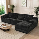 Modular Sectional Sofa Cloud Sectional Couch, 135" Comfy Fluffy L Shaped Black Couches for Living Room, Deep Seat Memory Foam Plush Corduroy Boneless Couch Sectionals with Right Facing Chaise Sofa by CozyNest Decor
