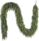 9 ft Christmas Garland, Cedar Garland, Real Touch Cypress Garlands, Green Artificial Greenery Garland for Mantel Indoor Outdoor Christmas Decorations by CozyNest Decor