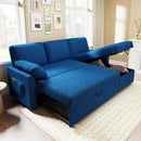 VanAcc Sleeper Sofa - 2 in 1 Pull Out Couch Bed with Storage Chaise for Living Room, Linen Blue by CozyNest Decor