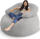 HABUTWAY Bean Bag Chair with U-Shaped Pillow for Adult and Kids Big BeanBag Chair with Filling Ultra Soft Teddy Fleece Couch Chair with Washable Cover for Living Room Bedroom, Light Grey & Light Grey by CozyNest Decor