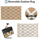 OutdoorLines Outdoor Plastic Area Rugs for Patio 5x8 ft - Reversible Outside Carpet, Stain & UV Resistant RV Mats, Straw Rug for Camping, Deck Garden, Porch and Balcony, Moroccan/Brown & Light Grey by GreenHaven Gardens