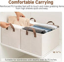 StorageWorks Storage Bins, Shelves Baskets for Organizing, Large Fabric Closet Organizers with Handles, Metal Frame, Beige（Cotton-linen）, 2-Pack by CozyNest Decor