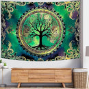 Delur Tree of Life Tapestry Green Nature Bohemian Mandala Spiritual Tapestry Wall Hanging Mystical Landscape Hippie Psychedelic Headboard for Bedroom Living Room Home Decor (59.1" x 78.7") by CozyNest Decor