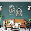 Rustic Wood Window Frame with Green Wreath and Arrows Wall Decor，Farmhouse Window Frame Hanging Decor, Wooden Fake Decoration,Window Pane Wall Decor,Set of 2 (windows white) by CozyNest Decor