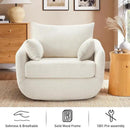 360° Swivel Accent Armchair, 39.3" Oversized, Sherpa Boucle Fabric Sofa Chair with Removable Back & Arm Pillows, Swivel Chair with Cozy Soft Padded, No Assembly Required (1, Cream White) by CozyNest Decor