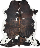 Natural Cowhide Rug for Home & Office Premium Dark Tricolor Cowhide Rug with Unique Dark Brown, Black & White Patterns- Cow Hide Rugs Made with Tanned Leather - Cow Hide Rugs 6x6-7 ft by CozyNest Decor