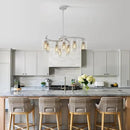 9-Light Antique White Chandelier with Clear Glass Shade, French Country Chandeliers for Dining Room, Adjustable Height Hanging Chandelier for Kitchen Island Living Room Foyer Bedroom by CozyNest Decor