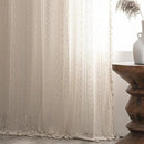 Sutuo Home Crochet Boho Curtain 96 Inches Length, Sheer Lace Handmade Tassels Knitted Window Treatment Vintage Rustic Bohemian Farmhouse Drape for Bedroom Rod Pocket 1 Panel 59" W x 96" L, Beige Wave by CozyNest Decor