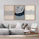 SIGNINART Blue and Beige Framed Canvas Wall Art Set, Neutral Abstract Tree Ring Wall Decor, Minimalist Dots and Line Artwork, Geometric Pattern Art Paintings for Living Room, Bedroom, Office 16"x24"x3 by CozyNest Decor