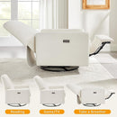 Power Swivel Glider Recliner Chair, Electric Nursery Rocker Recliner Chair, USB & Type-C Charger, Boucle White by TinyTreasures Baby Boutique