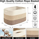 Storage Baskets for Organizing & Shelves, Woven Cotton Rope Organization Bins for Dog Toys, Clothes, Books, Nursery Organizer, 15"Lx11"Wx9.5"H, (4 Packs) Gradient Brown by CozyNest Decor