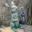 Solar Garden Statues -Rabbit Lantern Outdoor Handmade Resin Statue with LED Light, Cute Carrot Holder for Patio, Yard, Gift Ideas (rabbit2) by CozyNest Decor