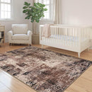 Living Room Rugs 5x7 Brown Washable Area Rug, Abstract Modern Bedroom Rugs Coffee Non Slip Stain Resistant Neutral Large Carpet for Nursery, Dining, Kids Playroom, Dining Room, Office by TinyTreasures Baby Boutique