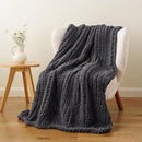 Battilo Chunky Knit Throw Blanket, Soft and Thick Chenille Throw Blanket, 50"x60" Handmade Cable Knit Crochet Blanket, Large Rope Knot Throw Blankets for Couch Sofa Bed Home Decor, Grey by CozyNest Decor