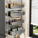 4 Pack Magnetic Spice Rack for Refrigerator, Black Magnetic Shelf for Kitchen Organizer and Storage, Mini Organizers for Oven and Fridge with 4 Hooks by CozyNest Decor