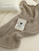 YnM Chunky Throw Blanket, Medium-Weight, Hand Knitted, Skin Friendly, Ventilated and Breathable, Machine Washable, Home Décor Piece for Couch, Sofa and Bed (Beige, 50x70 Inch) by CozyNest Decor