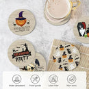 Halloween Coaster for Drinks Set of 6 with Metal Holder and Cork Base Ceramic Drink Coasters Absorbent Cup Mat Non-Slip for Home Kitchen Office Table Decor, 4 Inch by CozyNest Decor