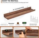 Fun Memories Picture Ledge Shelves Set of 2, 24 Inch Rustic Wall Mounted Floating Shelves with Lip for Home Storage and Décor in Bathroom, Kitchen, Nursery, Bedroom, Living Room, Walnut by CozyNest Decor