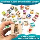QUOKKA Montessori Wooden Blocks for Toddlers 1-3 - 35 Realistic ABC Learning Baby Blocks for Kids 3-5 Year Olds - Stacking Alphabet Wood Toys for 2-4 yo - Learn Letters Numbers by TinyTreasures Baby Boutique