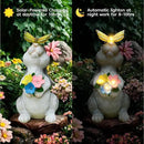 Solar Bunny Statues Light with Butterfly LED - Auto On/Off Weathproof Resin Garden Figurine Decor Gift for Pathway, Patio & Mom's Flower Bed (Warm Light) by CozyNest Decor