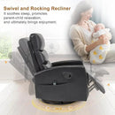 Manual Swivel Rocker Recliner Chair for Adults, Overstuffed Reclining Glider Chair for Nursing with Vibration Massage & Heat, Living Room Rocking Recliner 3-Stage backrest, Faux Leather Black by CozyNest Decor
