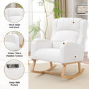 Rocking Chair Nursery, Nursing Rocking Chairs for Mom Nursery, Comfy Wingback Glider Rocking Armchair with Side Pocket for Nursery Living Room Bedroom, Teddy White by TinyTreasures Baby Boutique