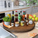 Farmhouse Oak 24" Lazy Susan Turntable Organizer for Cabinet, Round Wooden Lazy Susan Organization and Storage for Dining Table, Pantry, Kitchen, Countertop, Cupboard,Home Decor, Walnut by CozyNest Decor