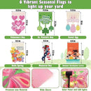 6 Set Seasonal Garden Flags 8 Modes Solar LED Double Sided 12 x 18 Inch Small Yard Flag Outdoor Lighted Spring Summer Easter Memorial St. Patrick's Day Valentine Garden Decor for All Seasons by GreenHaven Gardens