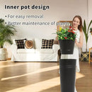 KOL 22''H 2-Pack Planter with Water Level Indicator - Galvanized Steel Pot - Self Watering Planters Flower Pot for Plant - Inner Pot Design - Round Metal Planter Box - Indoor Outdoor Planting - Black by CozyNest Decor