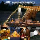 Camping String Lights, 4 in 1 Quick Storage 32.8FT Rechargeable Tent Lights with 6 Modes Hanging Waterproof Camp Lamp Camping Essentials for AwnTent Hiking Yard Garden Bedroom Festival -Multicolor by GreenHaven Gardens