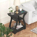 Black End Table Set of 2 with Charging Station, Side Table with USB Ports and Outlets, Black Nightstand, 3 Tier End Table with Storage Shelf for Living Room, Bedroom by CozyNest Decor