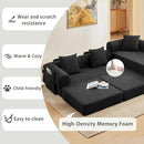 107" Oversized Convertible Sleeper Sofa Bed, Corduroy L Shape Sectional Couch, Folding Sofa Bed with Side Pocket, Modern Cloud Floor Mattress Couch, Modular Sofa for Living Room, Black by CozyNest Decor