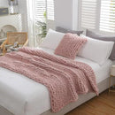 WESHIONGOO Chunky Knit Blanket Throw 50"×60" Knitted Throw Blankets for Couch Bed Fluffy Soft Blanket with Jumbo Chenille Yarn Thick 100% Handmade (Pink) by CozyNest Decor